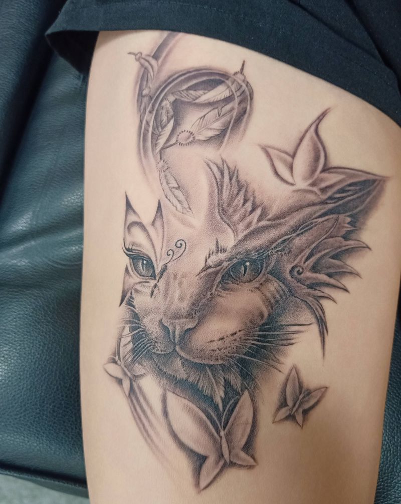 毛纹身图片_腿部纹身图案