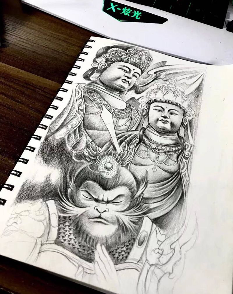 自画手稿纹身图片