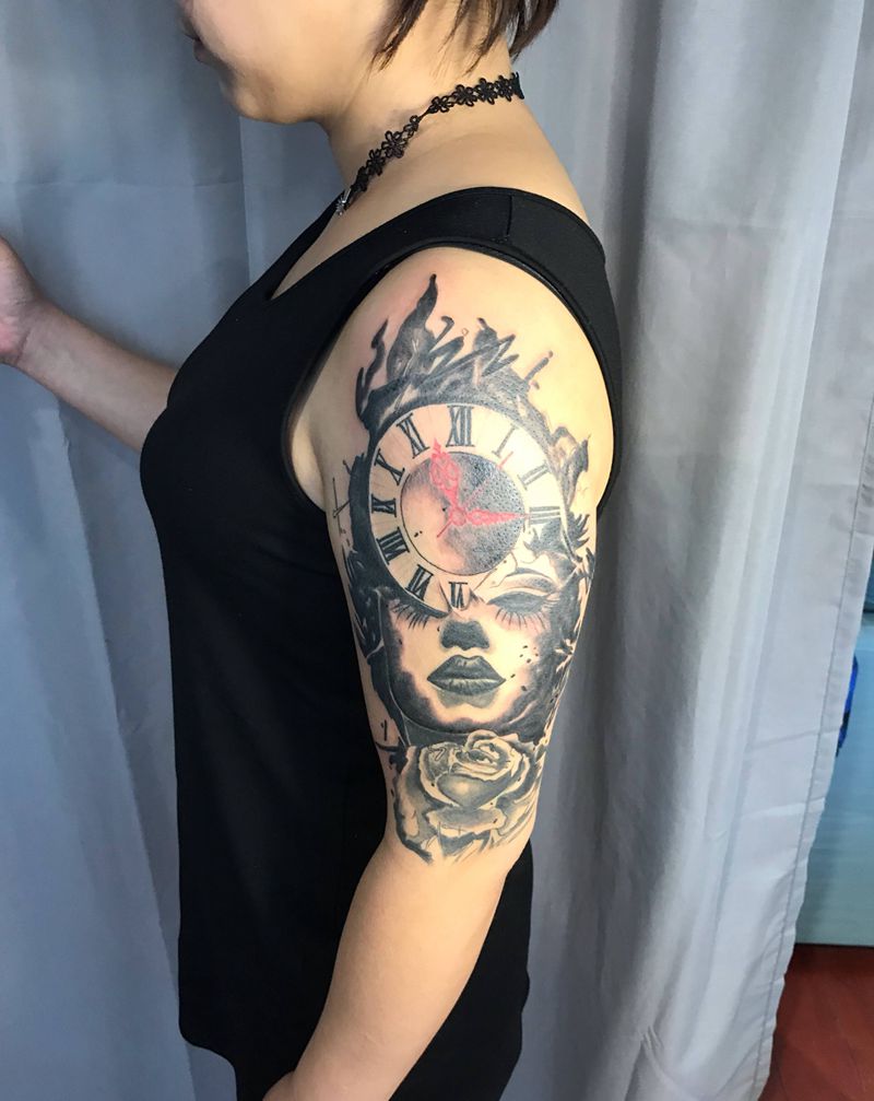 花臂（未完成）纹身图片