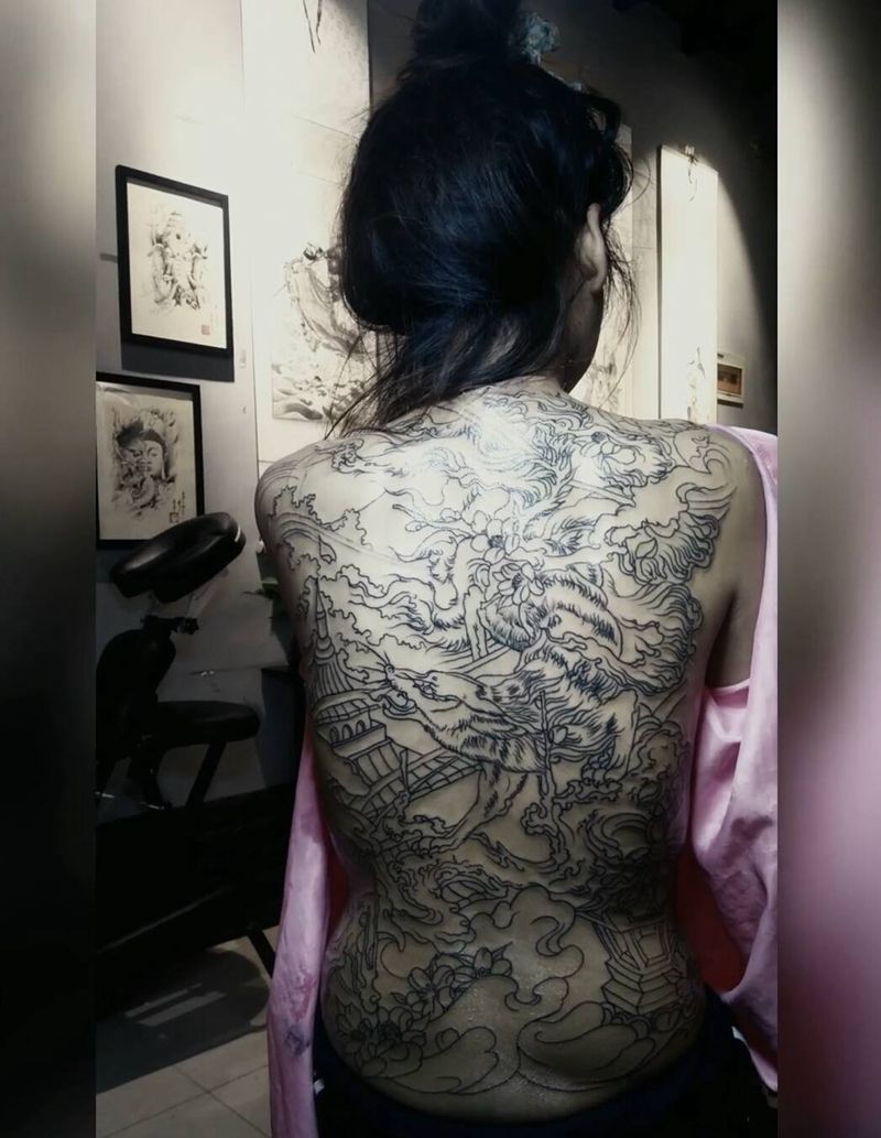 九尾狐纹身图片