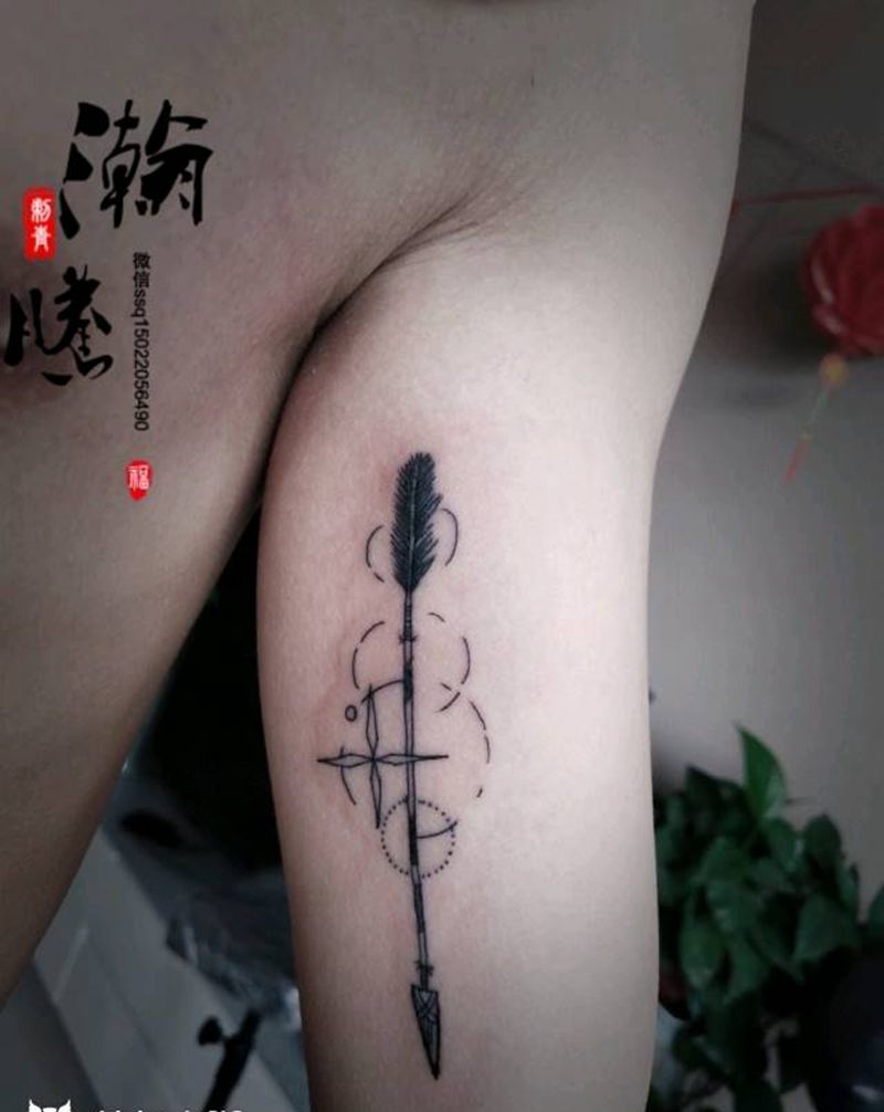 箭纹身图片_手臂清新几何成品纹身图案
