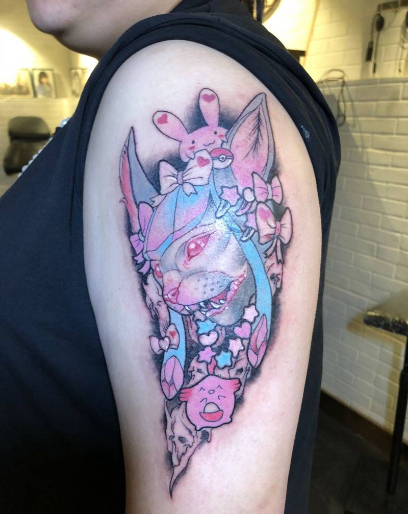 二次元纹身图片_手臂New School猫二次元卡通纹身图案