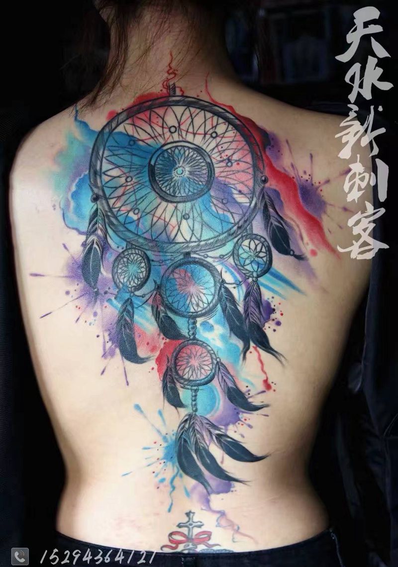 捕梦网纹身图片