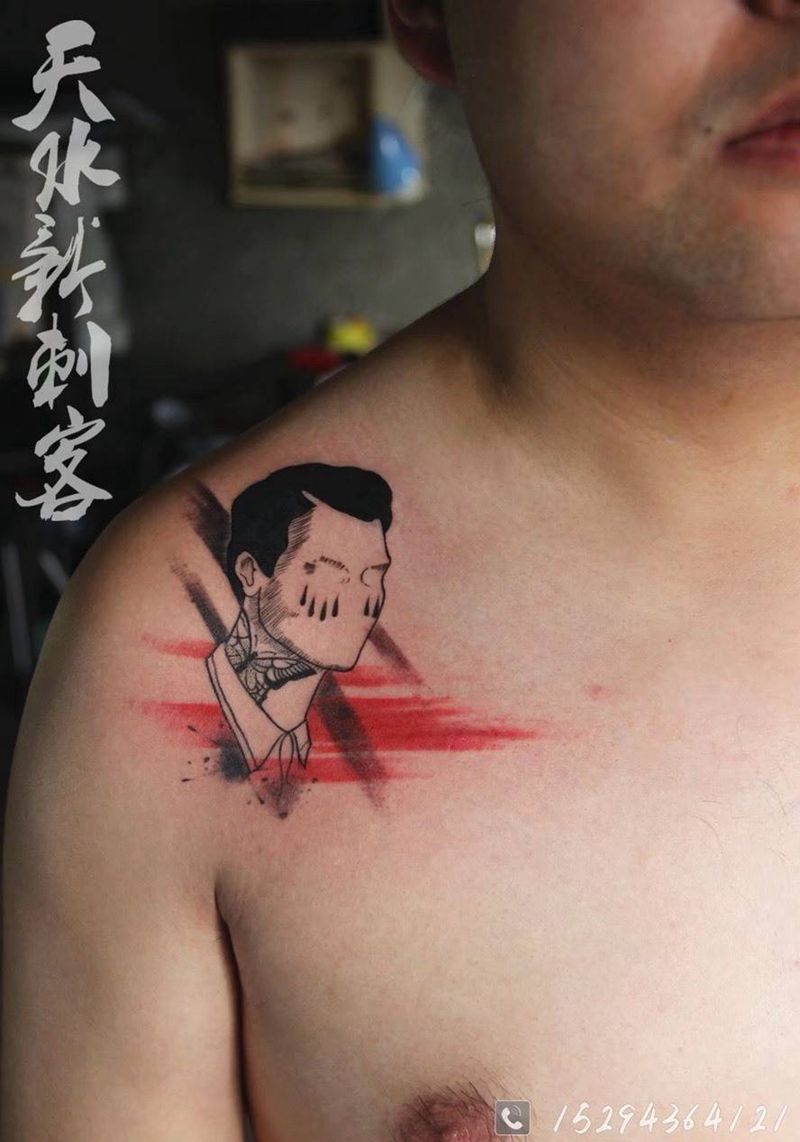 肩花遮盖纹身图片