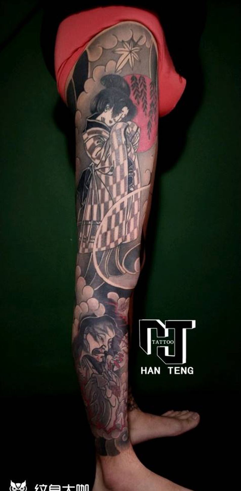 老传统花腿纹身图片_臀部腿部老传统老传统纹身图案