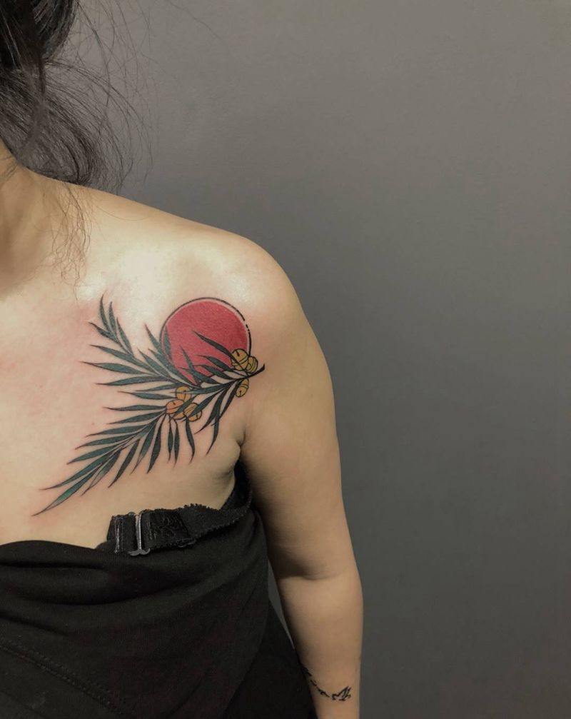 school橄榄叶纹身图片