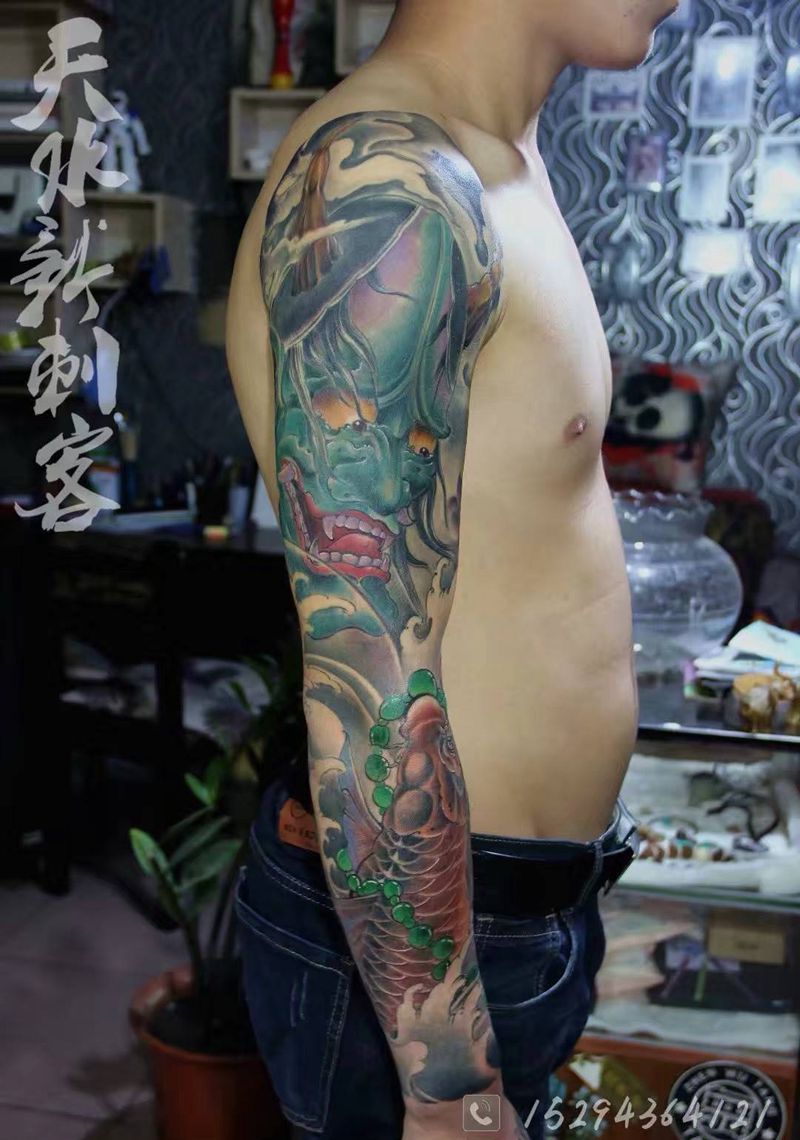 般若花臂纹身图片