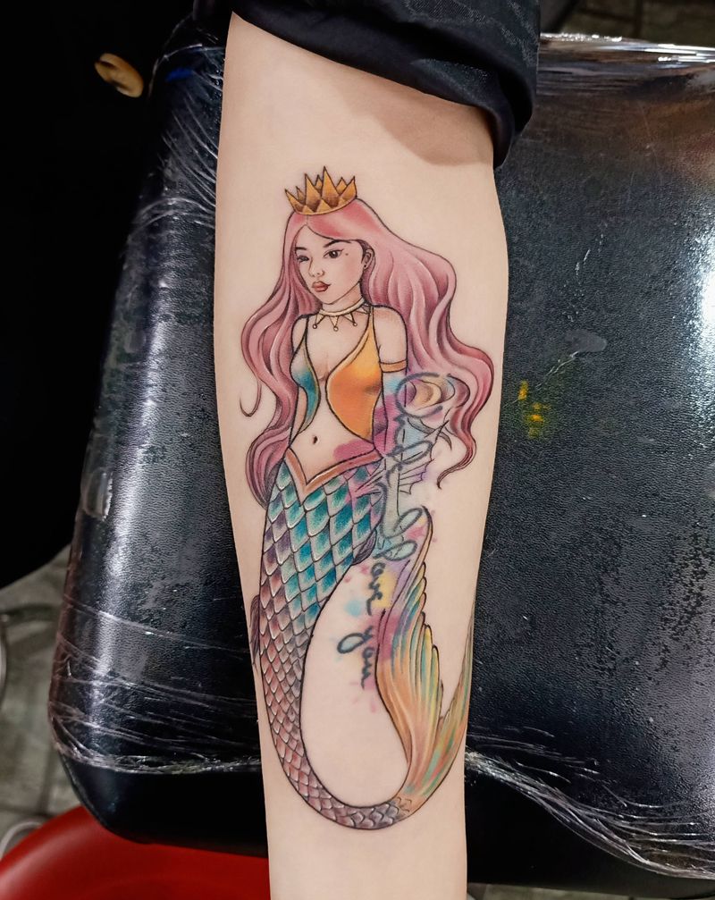 美人鱼纹身图片_手臂纹身图案