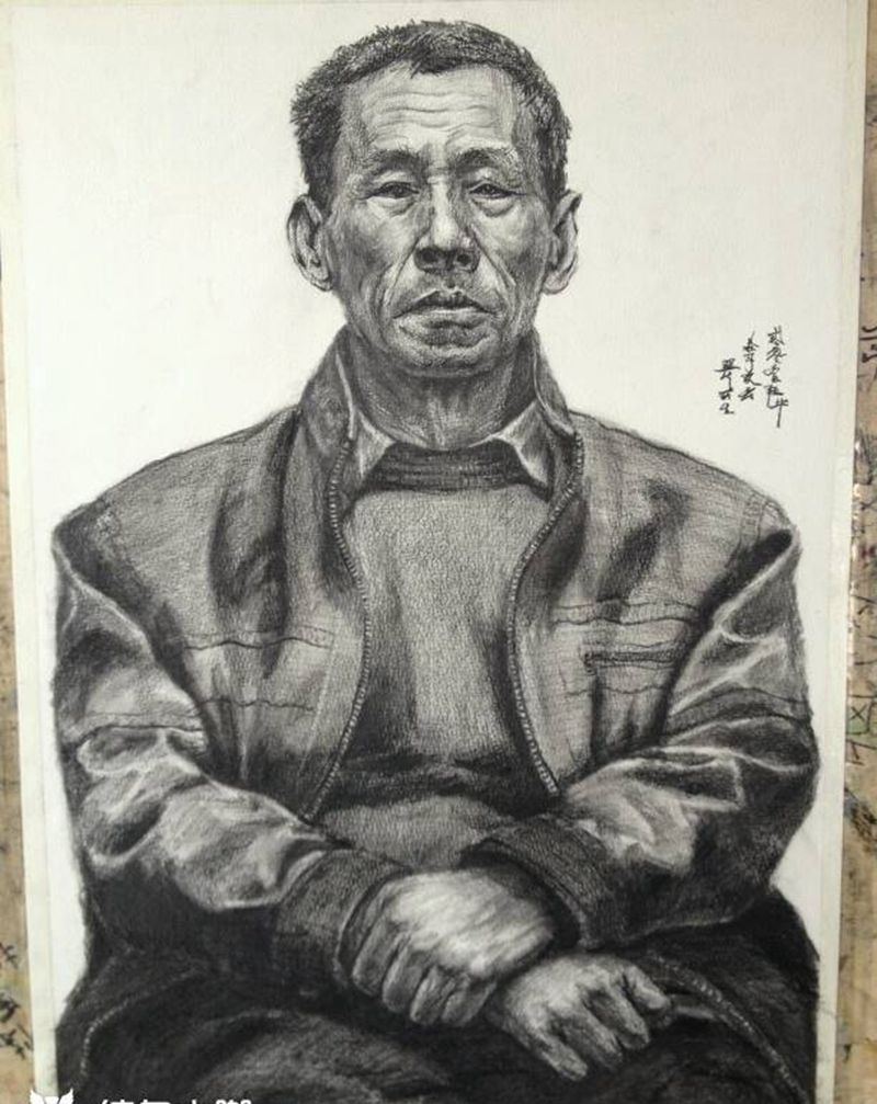 素描半身像纹身图片