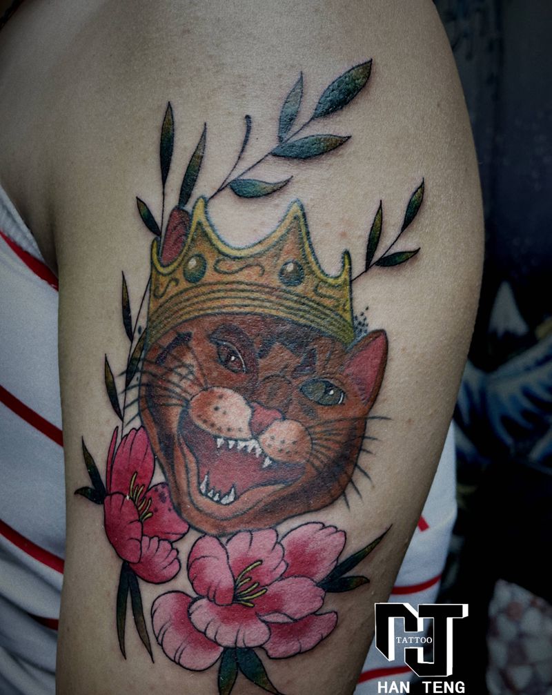 猫纹身图片_手臂Old SchoolNew School猫纹身图案