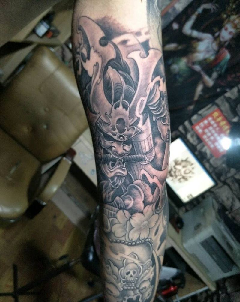 鬼武士纹身图片