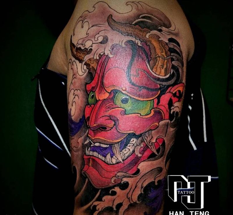 般若纹身图片_手臂新传统般若纹身图案