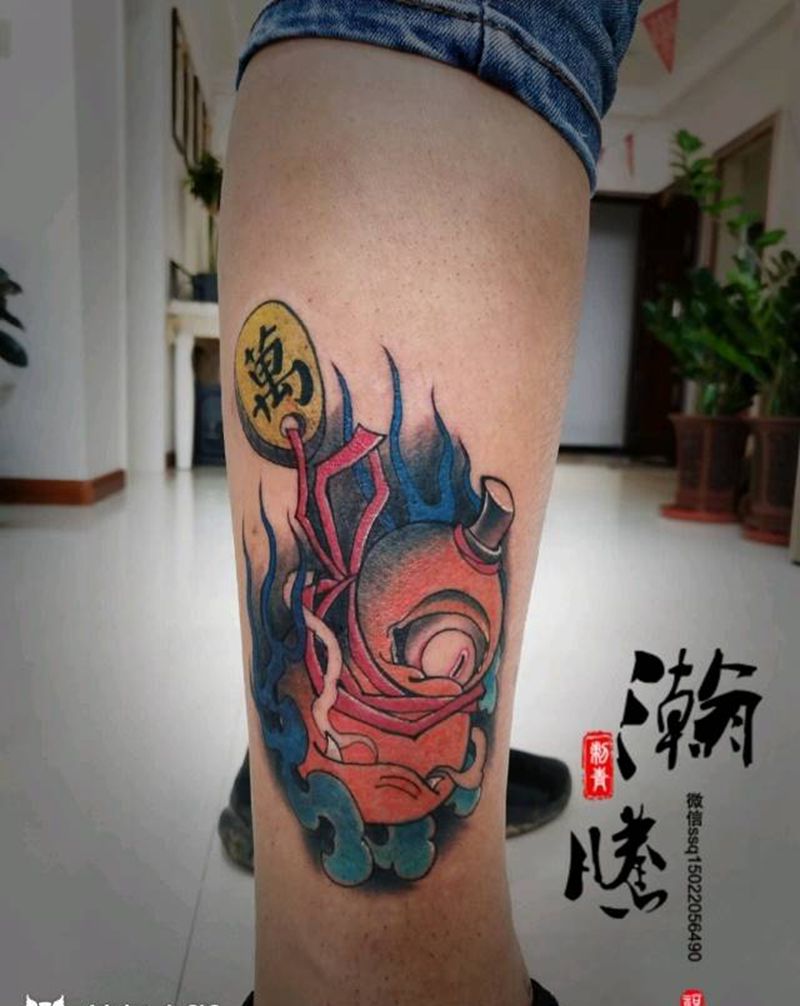 小葫芦纹身图片_脚部清新贴纸植物成品纹身图案