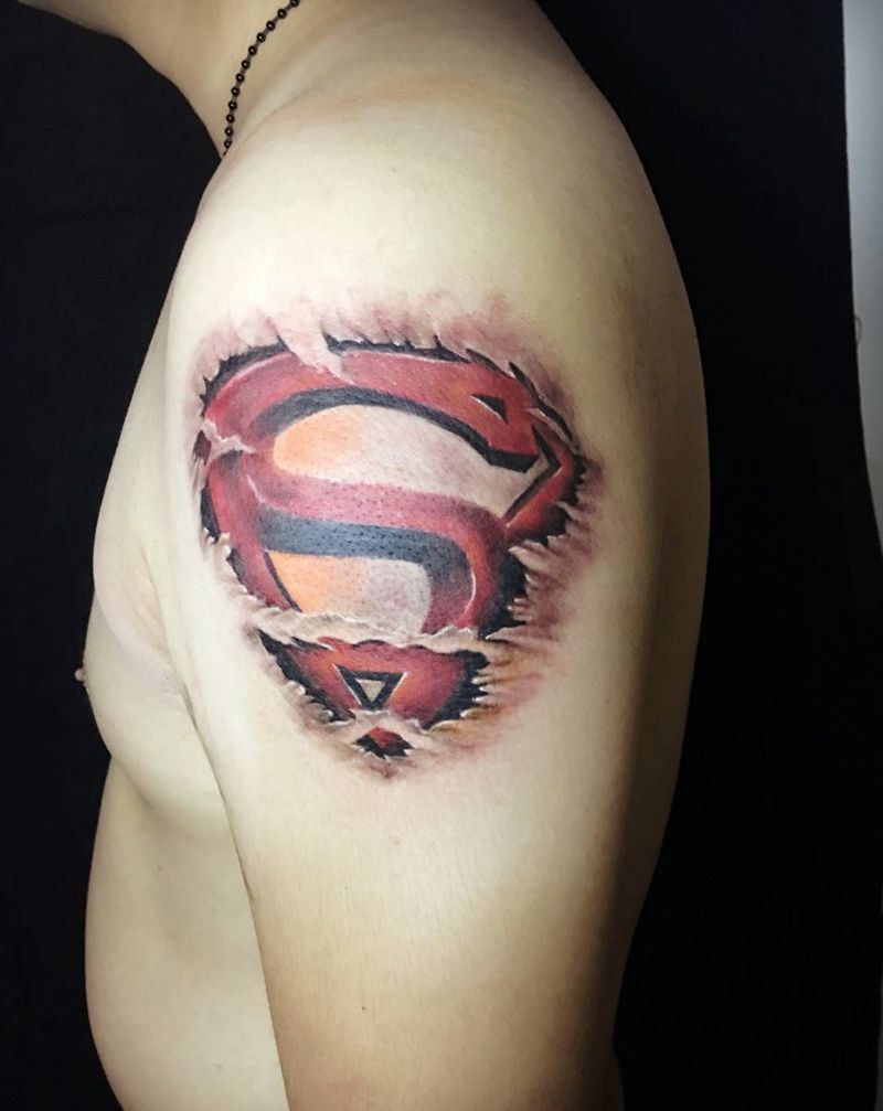 我是超人！纹身图片_成品手臂写实欧美图腾纹身图案