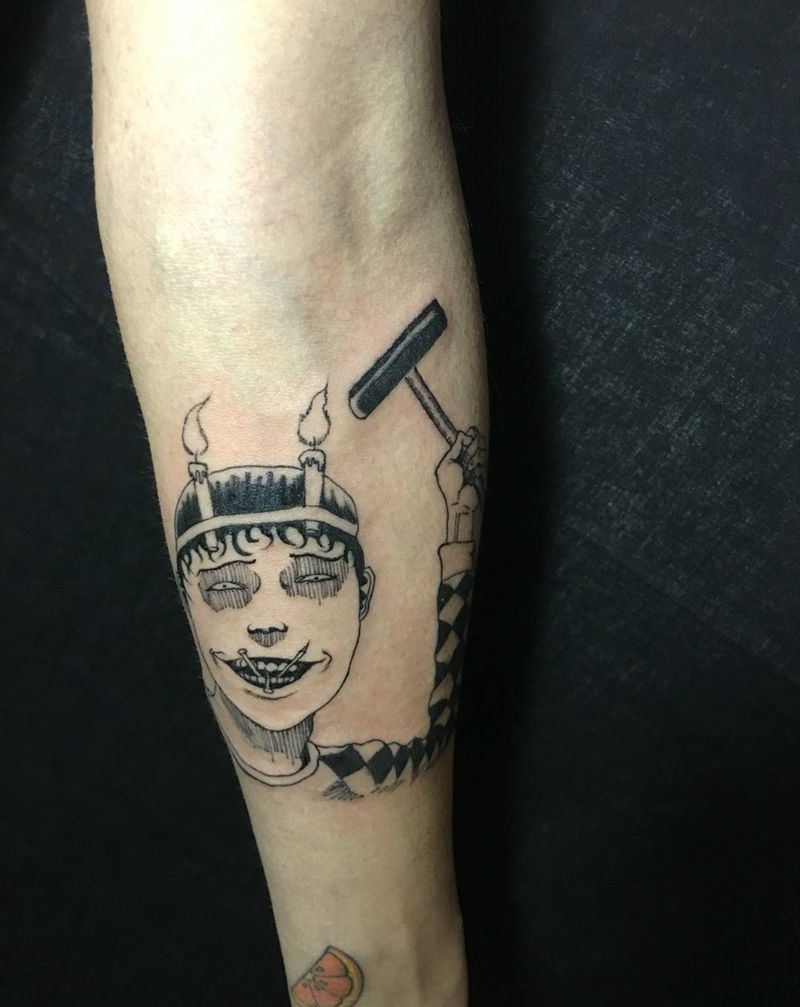 双一纹身图片_成品手臂传统写实人物鬼神纹身图案