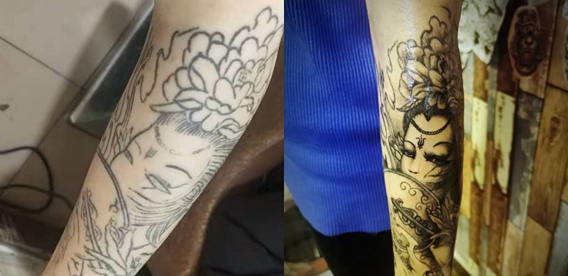 艺妓纹身图片_手臂新传统纹身图案