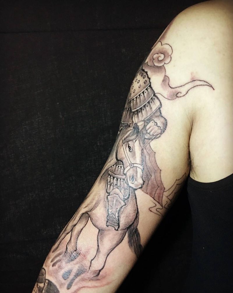 出征纹身图片_成品手臂传统肖像习俗人物宗教纹身图案