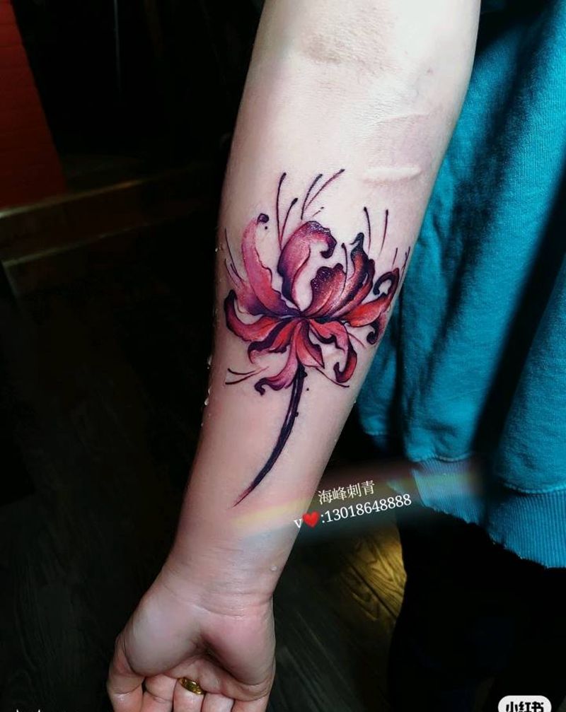 彼岸花纹身图片_手臂纹身图案