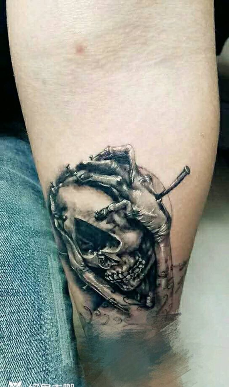 黑桃A纹身图片_手臂欧美写实鬼神宗教成品纹身图案