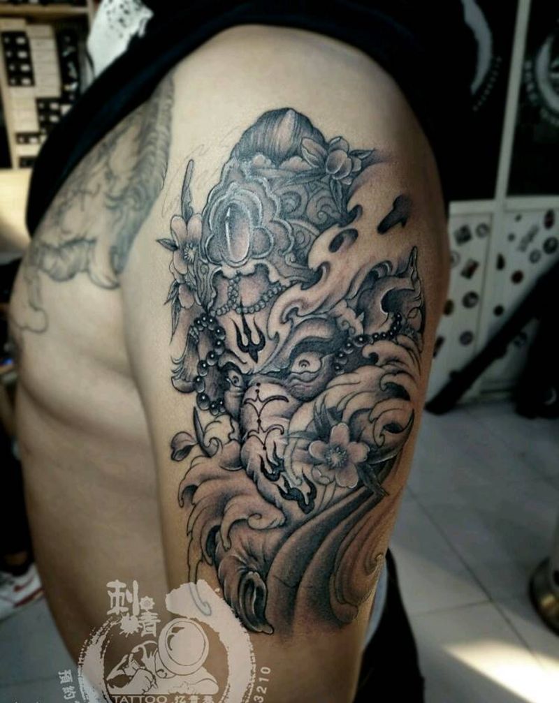 大臂象神纹身图片