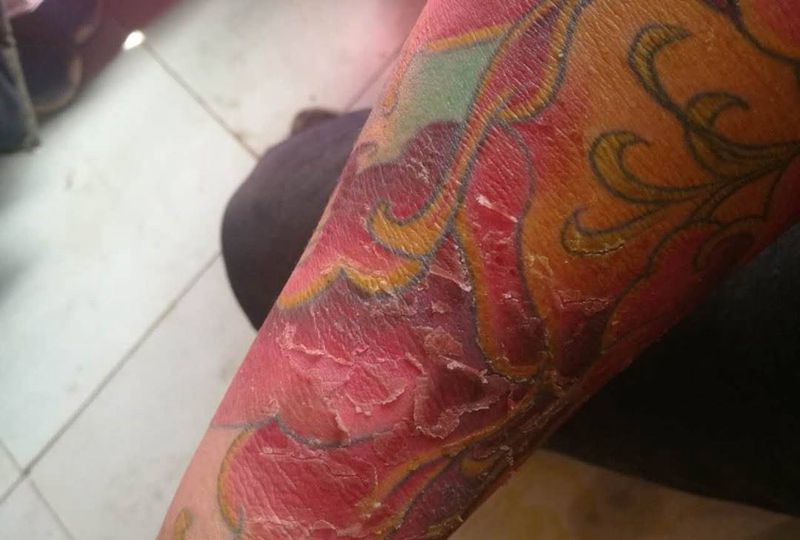 牡丹纹身图片_成品手臂传统国画植物纹身图案