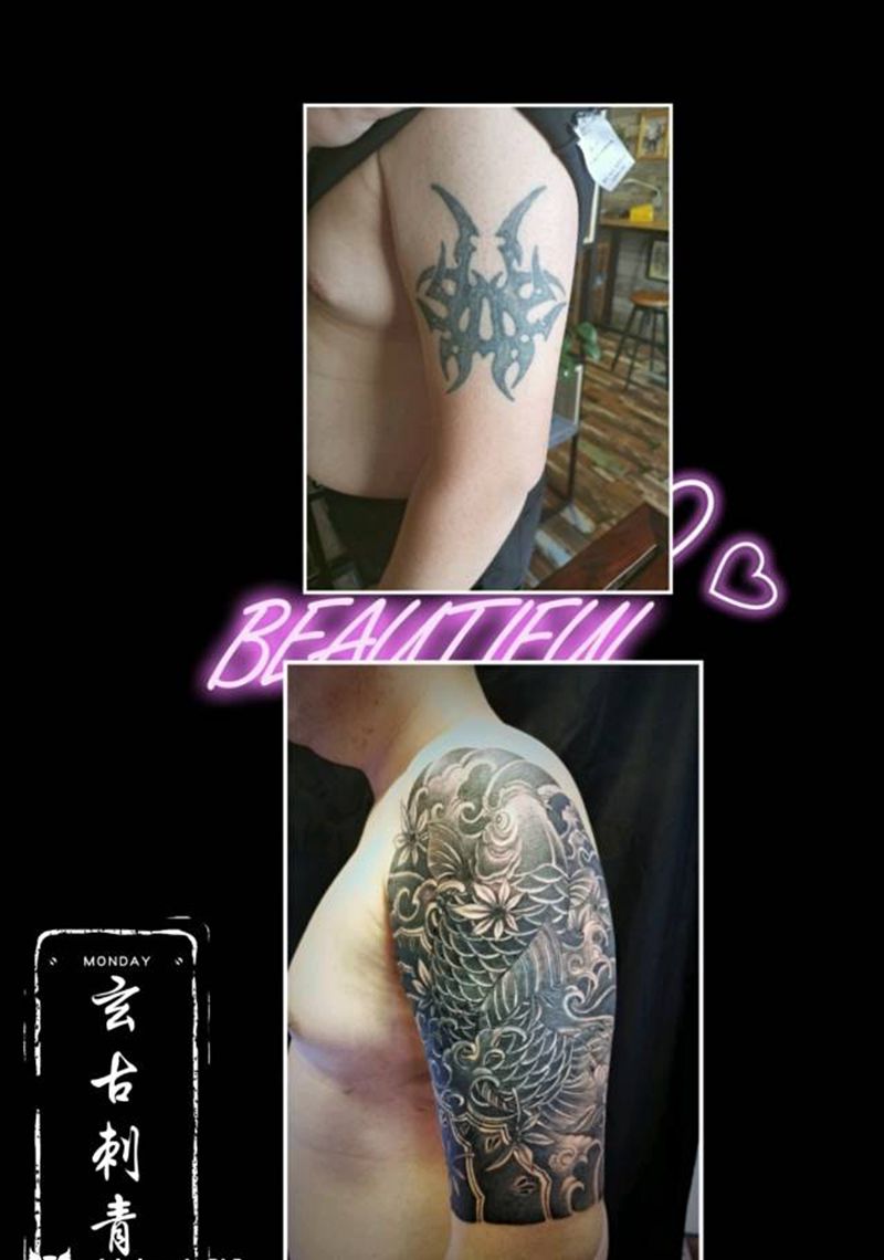 遮盖图腾纹身图片_手臂老传统纹身图案