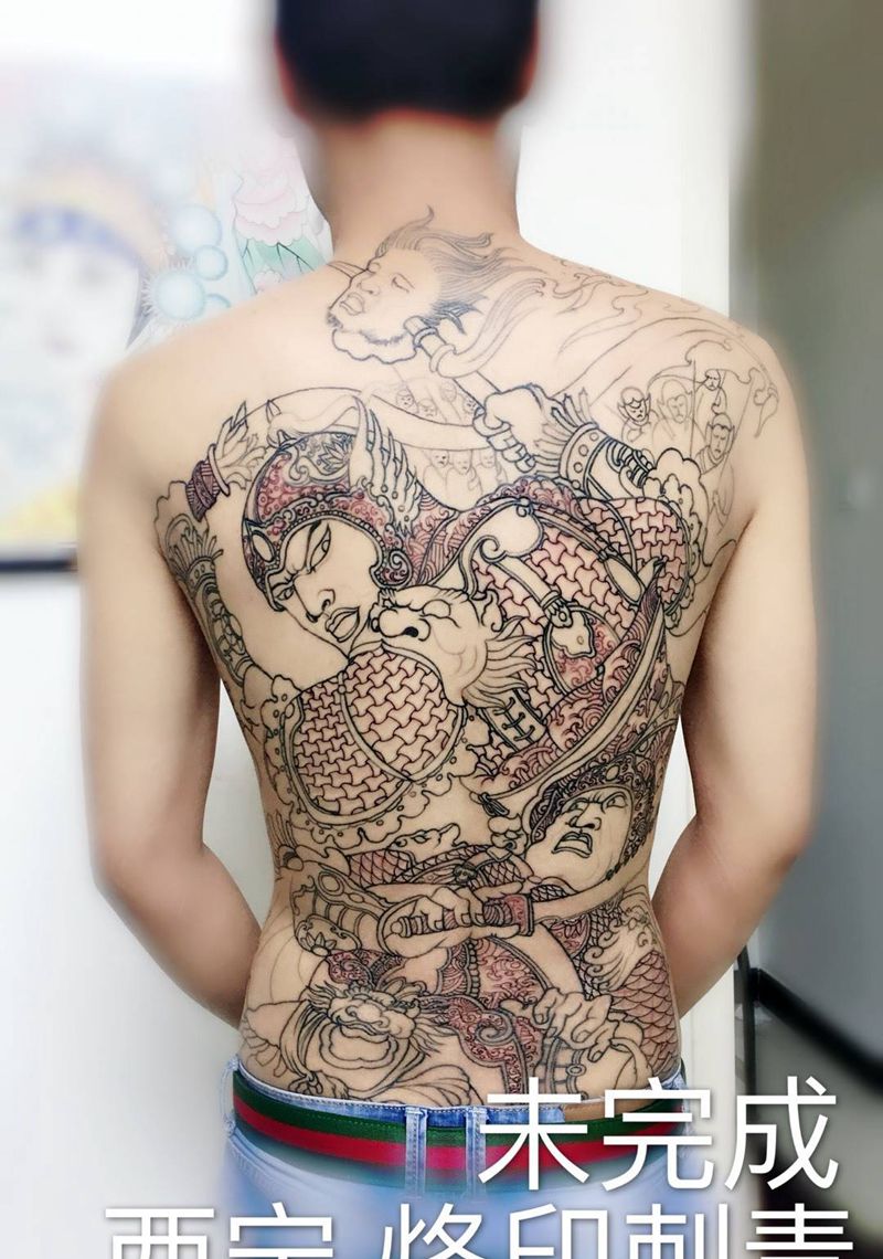 满背 赵云纹身图片_背部新传统纹身图案