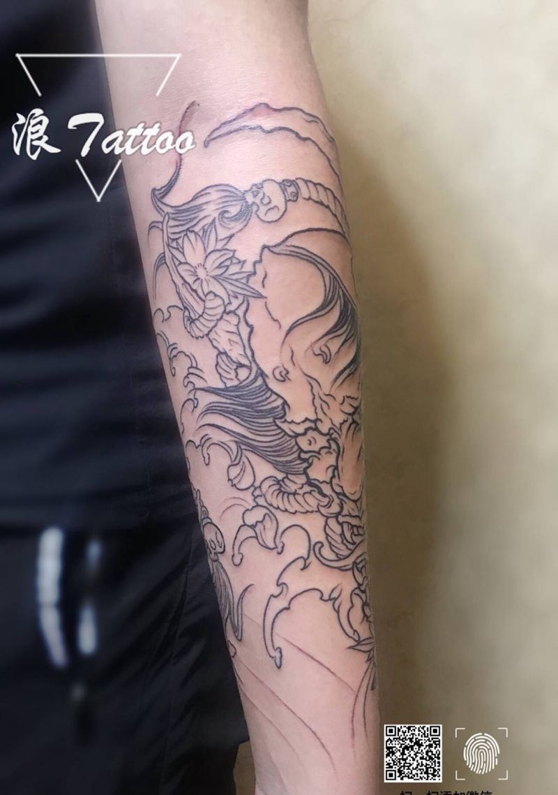 般若割线纹身图片