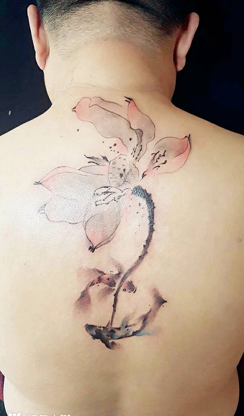 国风  莲纹身图片