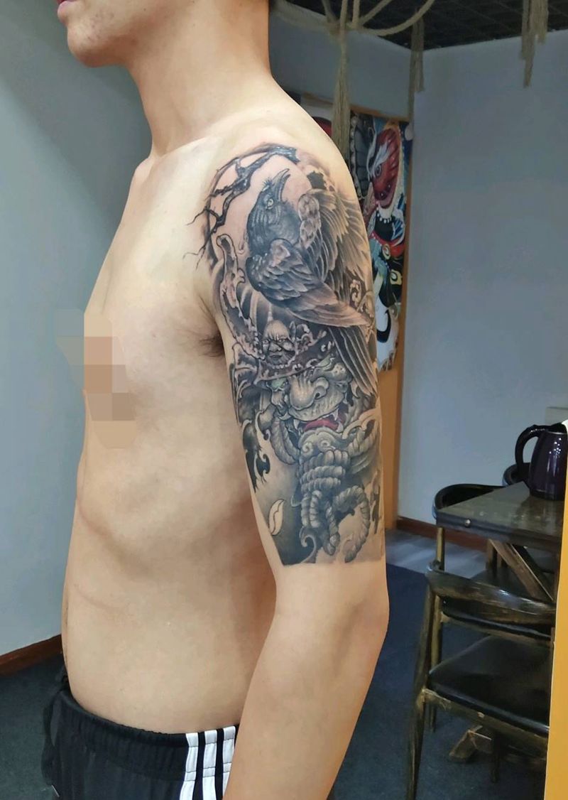 武士纹身图片_手臂新传统纹身图案