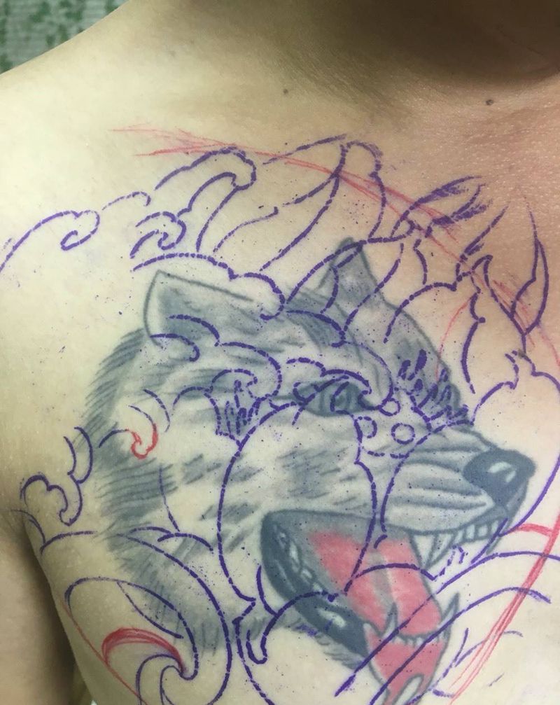 遮盖狼头纹身图片