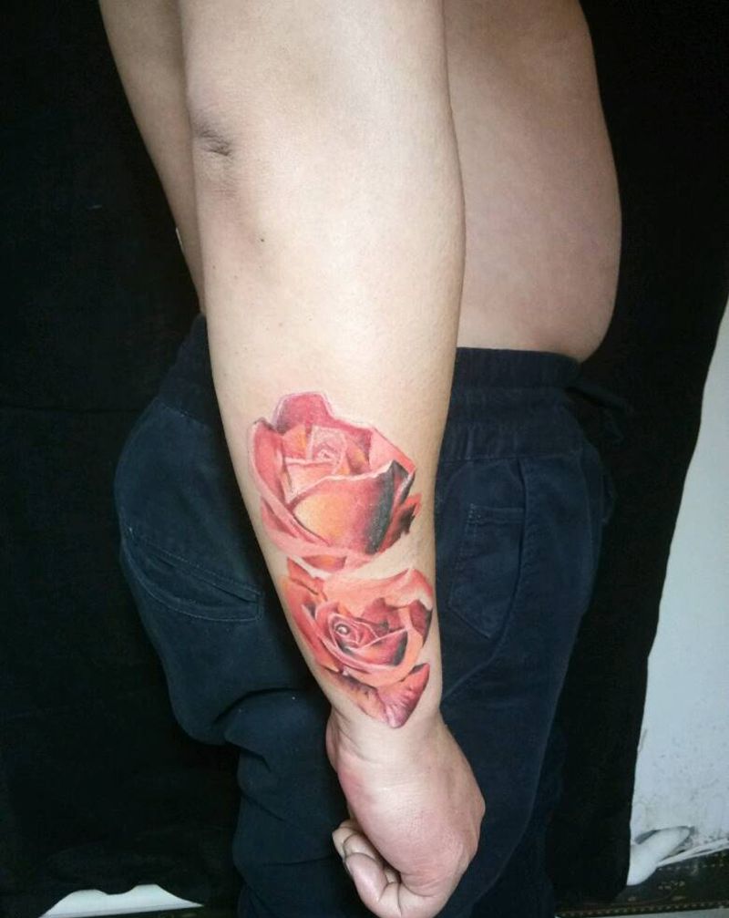 欧美玫瑰。未完纹身图片