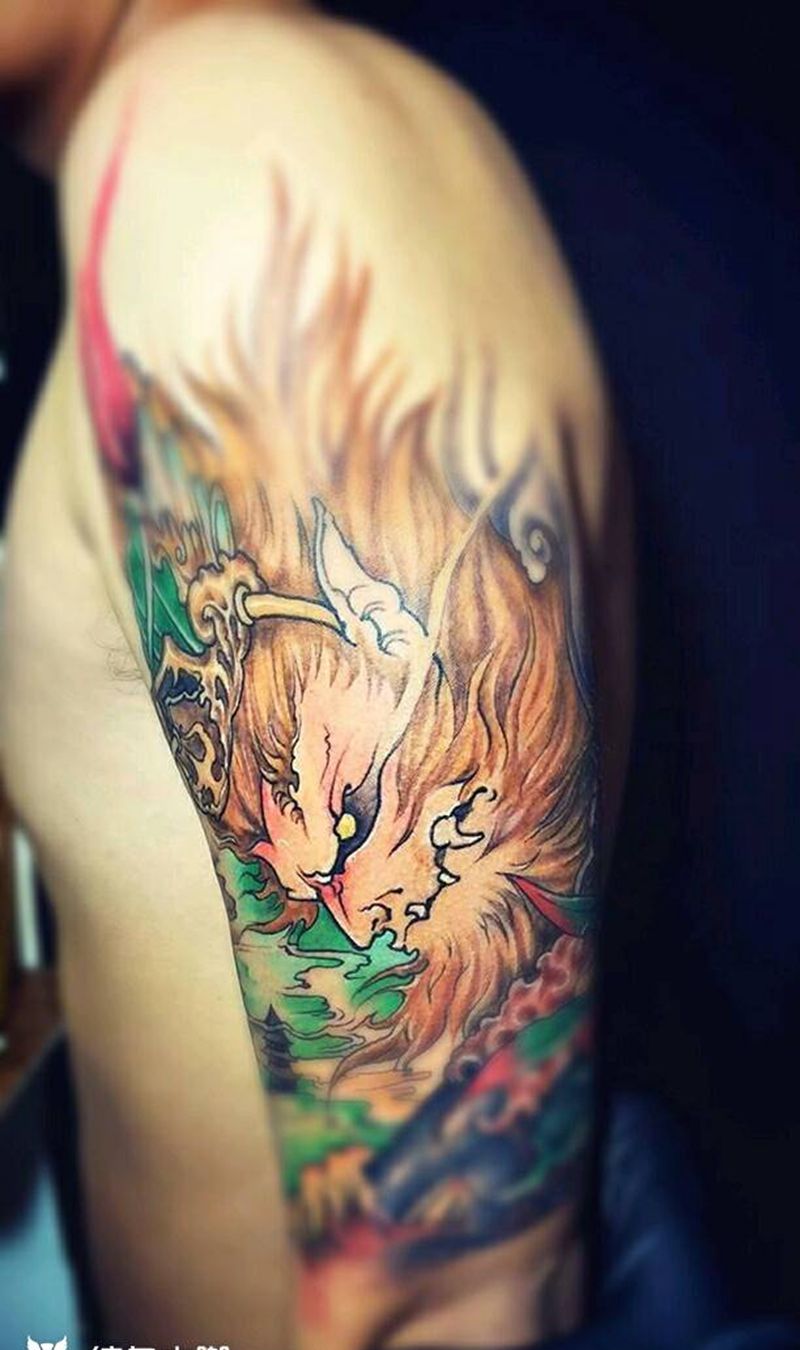 齐天大圣――弼马温纹身图片_手臂传统鬼神宗教成品纹身图案