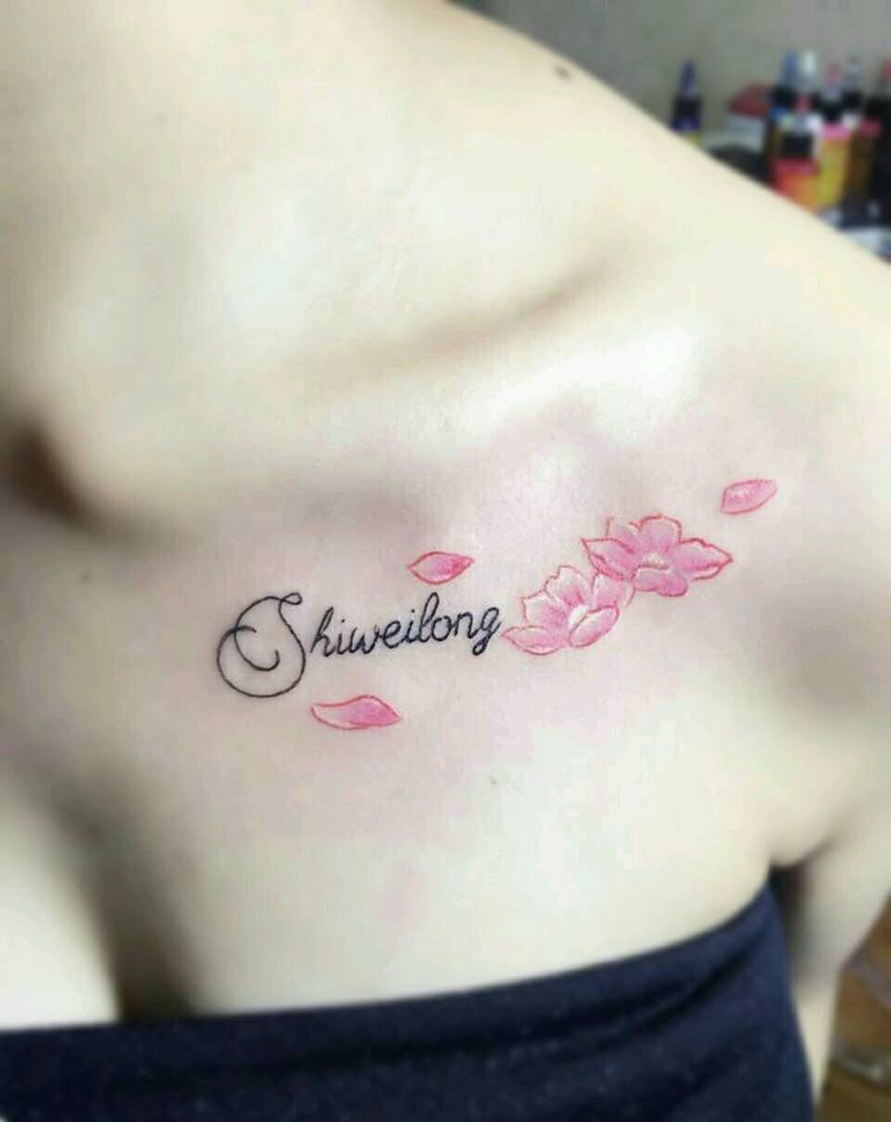 英文樱花纹身图片