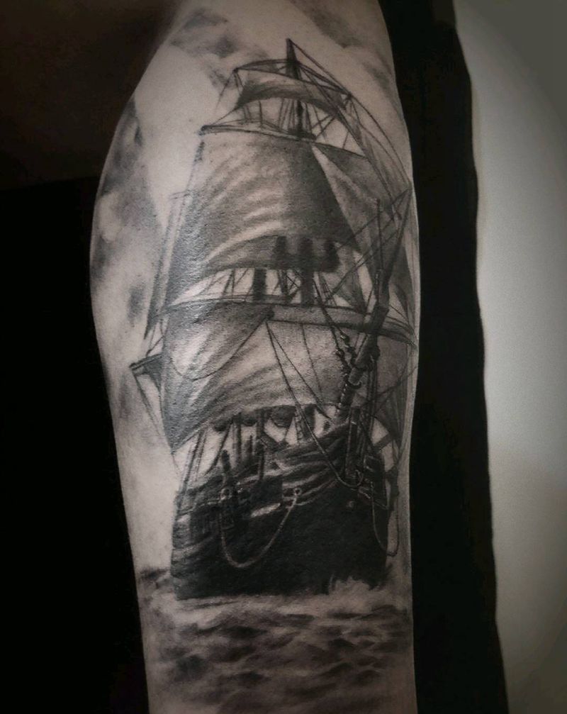 帆船纹身图片