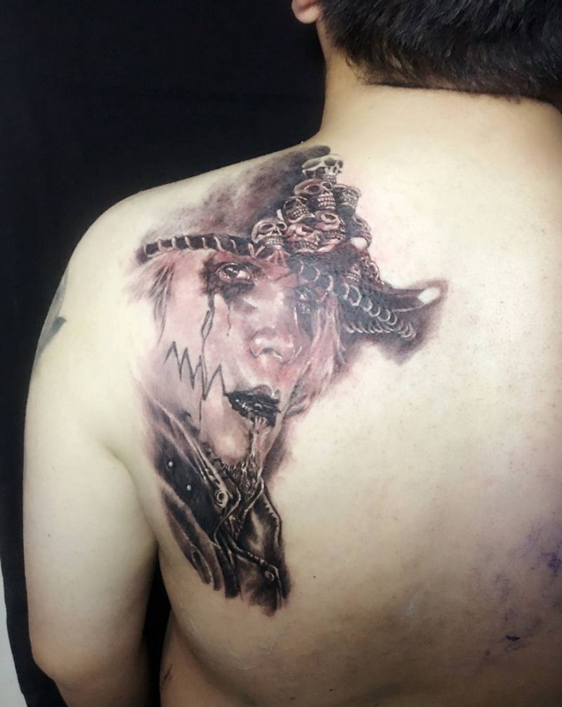 John 5 超写实纹身图片_成品背部欧美写实肖像人物纹身图案