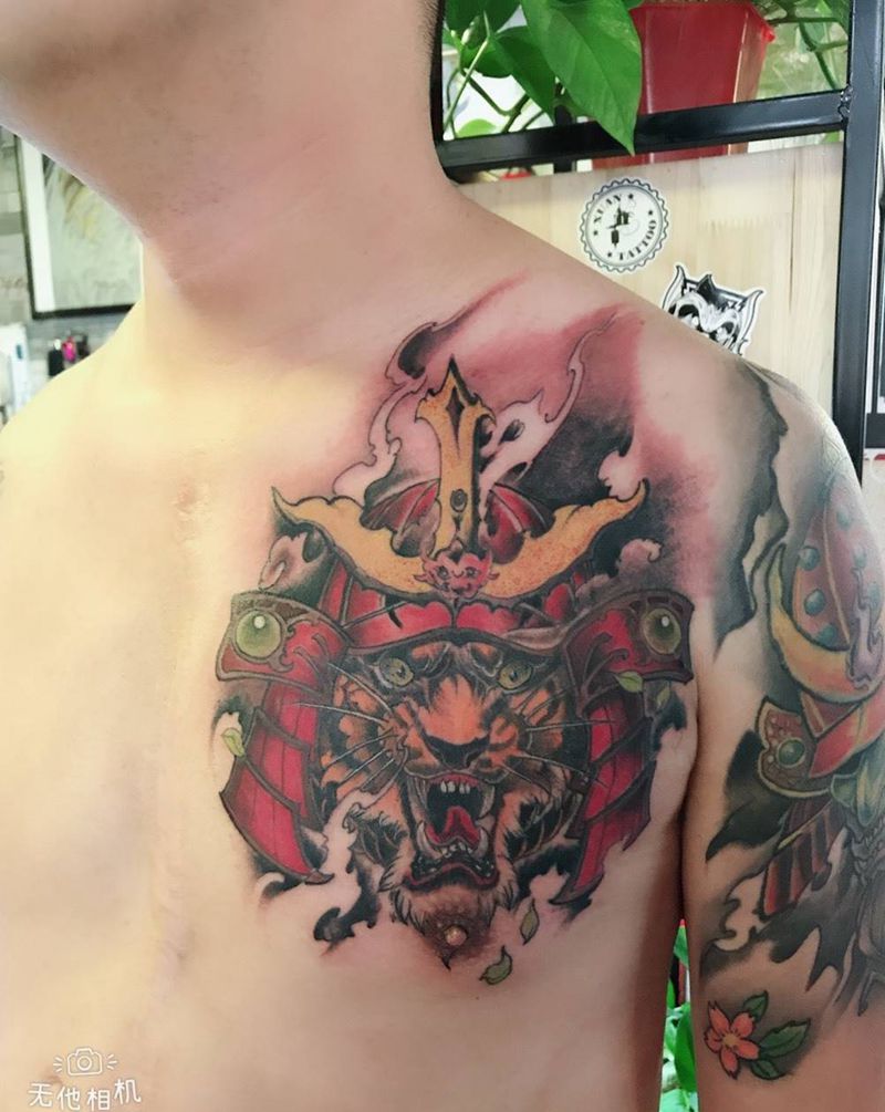 盔甲虎纹身图片