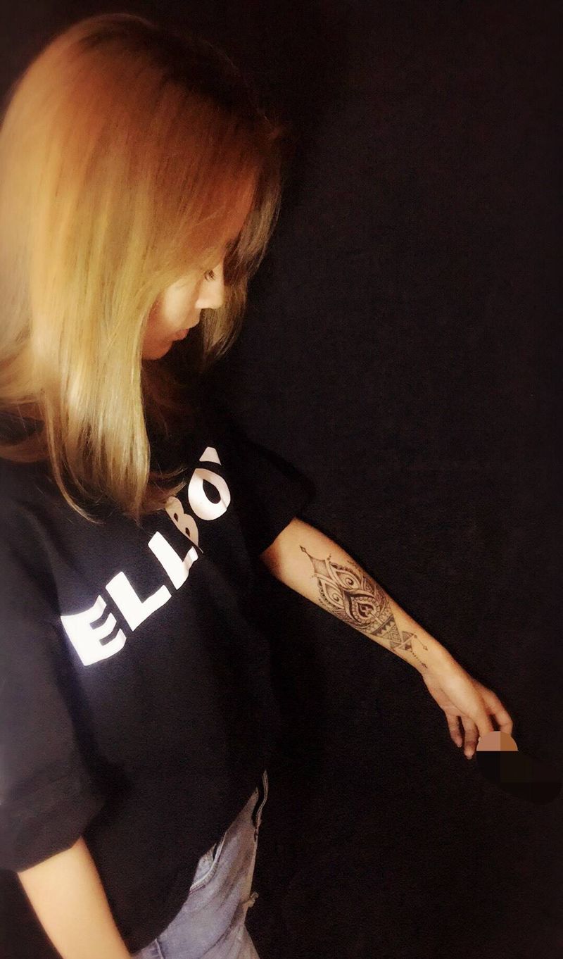 原创  海纳2纹身图片_成品手臂传统习俗原创字符几何图腾纹身图案