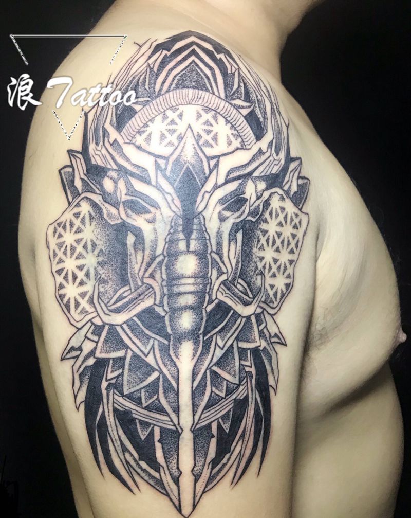 点刺象神纹身图片