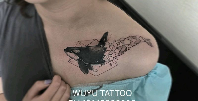 遮盖失败纹身纹身图片_胸部几何纹身图案