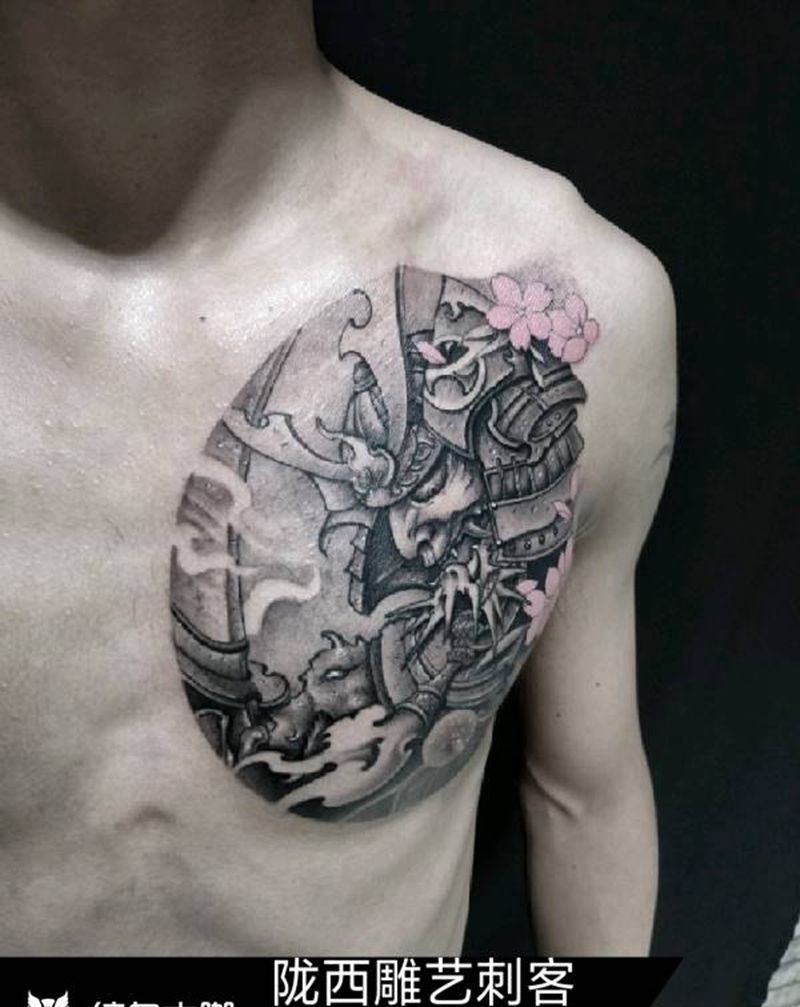 鬼武士纹身图片