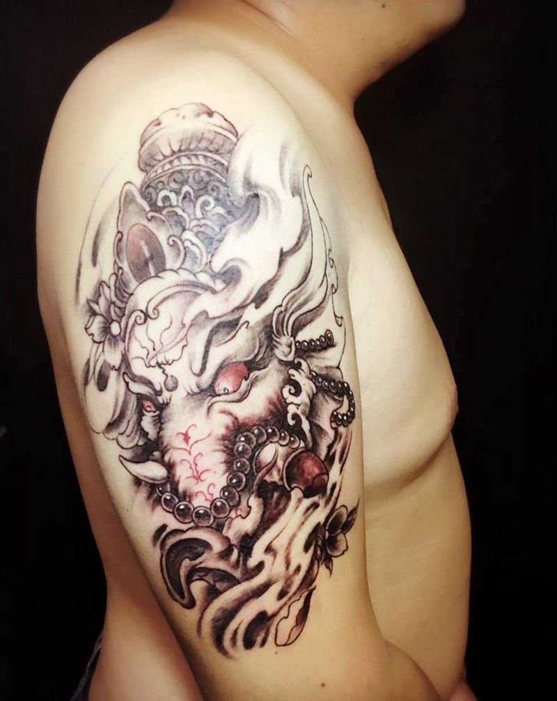 象神纹身图片_成品手臂传统图腾宗教鬼神动物纹身图案