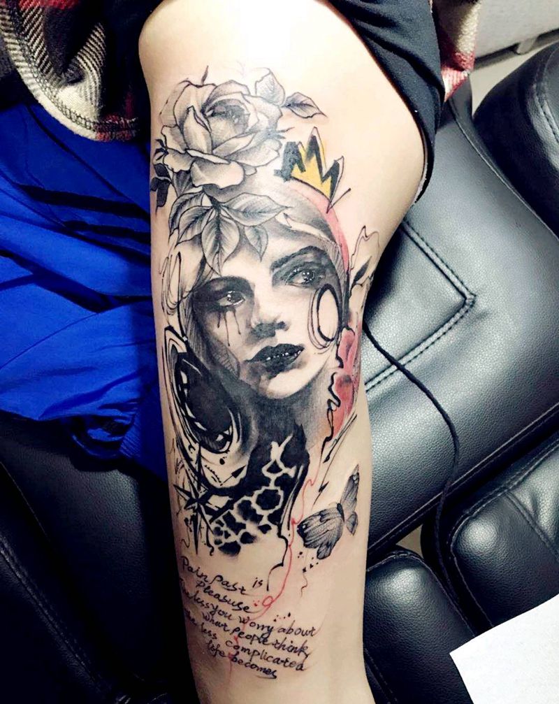 采花女纹身图片