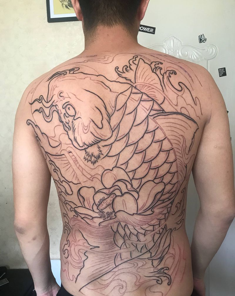 鲤鱼未完成纹身图片