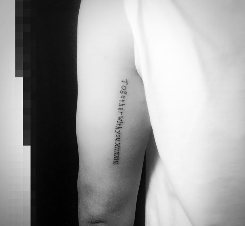 手工打印机字体纹身图片_成品手臂字符纹身图案