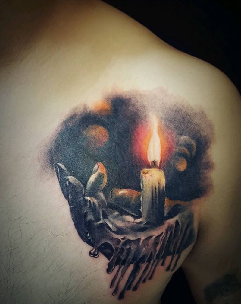 蜡烛。纹身图片