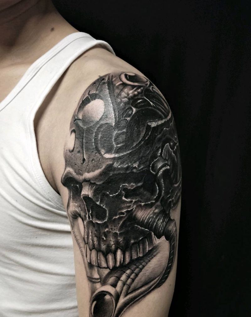 暴力遮盖纹身图片_手臂欧美写实纹身图案