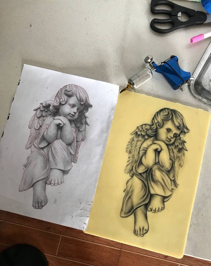 小天使练习皮纹身图片