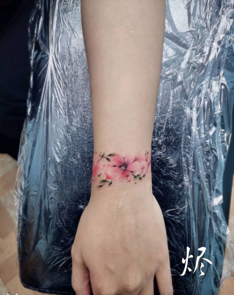 手环纹身图片_手部水彩纹身图案