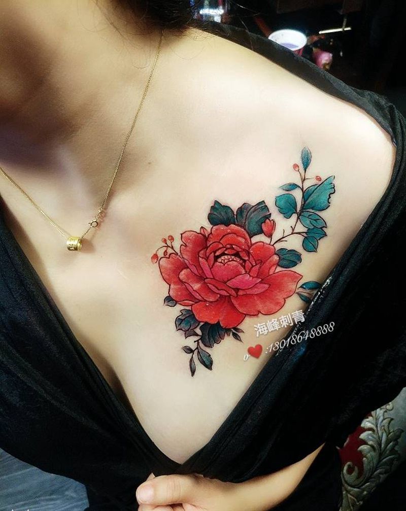 花纹身图片_颈部纹身图案